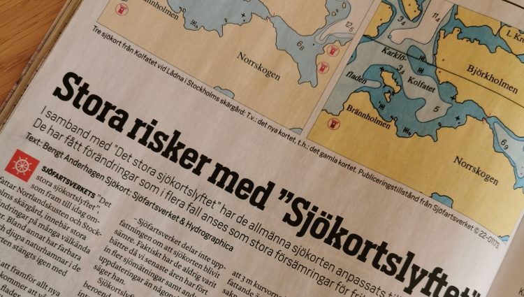 Ur tidningen Båtliv Stora risker med Sjökortslyftet.